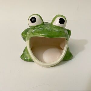 Vintage Ceramic Frog Scrubby Holder Green Polka Dot Sponge Caddy Flaw